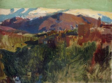 Sierra Nevada från Alhambra Grenada 1910