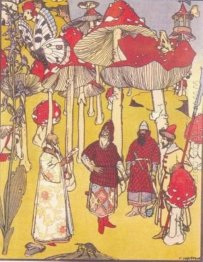 Ilustração ao conto de fadas A Guerra Dos Cogumelos 1909