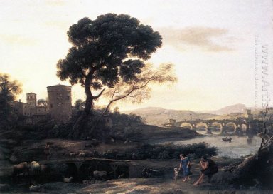 Пейзаж с пастухами The Pont Молле 1645