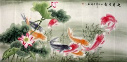 Fish & Lotus - Lukisan Cina