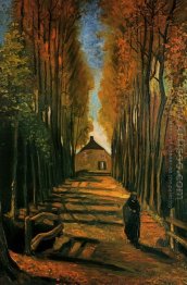 Aveny av Poplars i höst