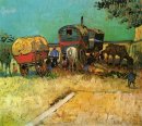 Acampamento dos ciganos com caravana 1888