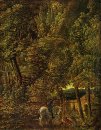 Landschaft aus Holz mit Heiligen Georg im Kampf mit dem Drachen