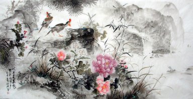 Oiseaux et fleurs - Peinture chinoise