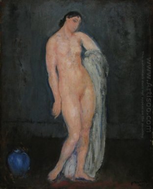 Desnudo con jarrón azul