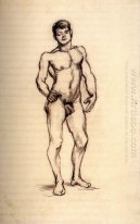 Stående Male Nude sedd framifrån