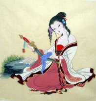 Красивая дама - китайской живописи