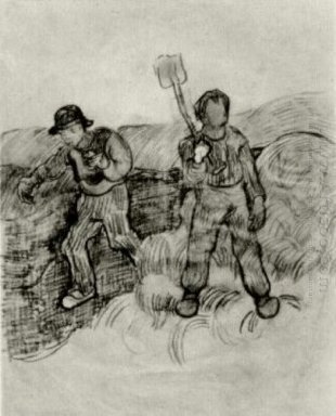 Un sembrador y un hombre con una pala 1890