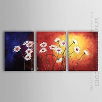 Handmålade oljemålning Blommor - Set med 3