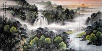 Berge, Wasserfall - Chinesische Malerei