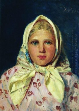 Fille dans un foulard Portrait De La Fille