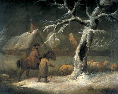 Shepherd dans un paysage enneigé