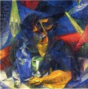 Mujer en un café Compenetrations de luces y Planes 1912