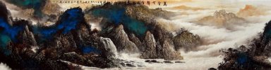 Berg, vattenfall - kinesisk målning