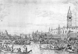 Venesia Yang Canale Di San Marco Dengan Bucintoro Di Jangkar