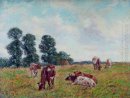 Scene Prato con alberi e bestiame