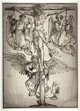 Christus aan het kruis met drie engelens 1525