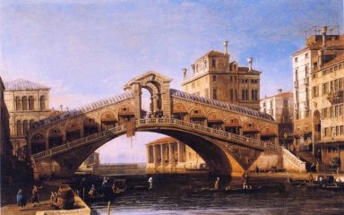 capriccio del puente de Rialto con la laguna más allá de 1746
