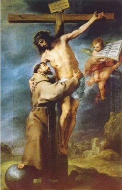 Saint François d\'Assise embrassant le Christ Crucifié