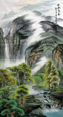 Montagnes, l\'eau - peinture chinoise