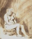 Un desnudo femenino sentado
