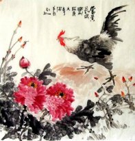 Chicken-Pivoine - Peinture chinoise