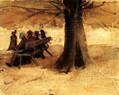 Quattro persone su una panchina 1882