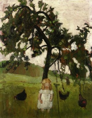 Elizabeth Dengan Hens Bawah Apple Tree