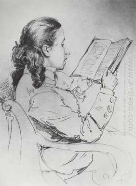 Portrait Of E G Mamontova Reading 1879