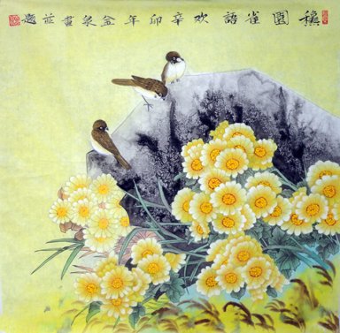 Birds & Flower - Pintura Chinesa