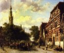 A Busy Market in Veere with the Clocktower of the Town Hall Beyo