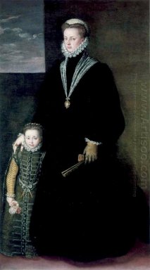 Porträt von Johanna von Österreich mit einem jungen Mädchen