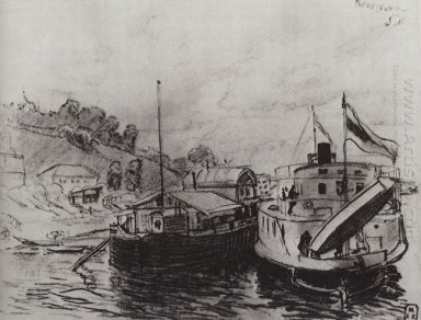 Kineshma Dampfer am Kai 1906