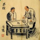 Oude Beijingers, tea house - Chinees schilderij