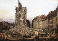 De ruinerna av den gamla Kreuzkirche Dresden 1765