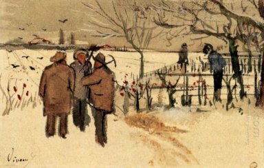 Mijnwerkers In De Sneeuw Winter 1882