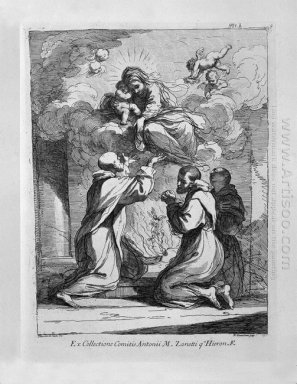 Santa Perawan Dan St Anak Muncul Tiga Berlutut Agama