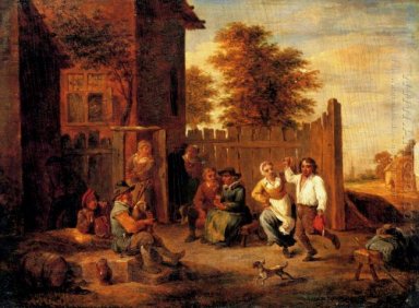 Paysans merrying en dehors d\'une auberge