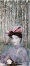 Портрет N Забелы Врубель на краю березовой роще 1904