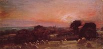 um campo de feno perto leste bergholt ao pôr do sol 1812