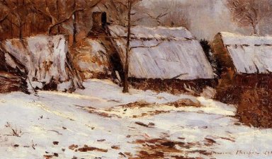 Casas de campo na neve 1891