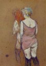 Twee Half Blote vrouwen op de rug gezien In De Rue Des Moulins B