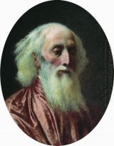 Retrato de un viejo hombre en un vestido rojo