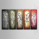 Hand-painted Abstract Oil Painting - Set of 5