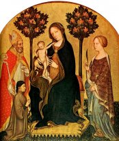 Madonna med barn och St.Catherine, St.Nicolas och Donor Gentil