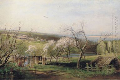 Voorjaar uitzicht op dorp 1867