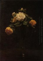 Putih Dan Kuning Roses Dalam Vas Tinggi 1876