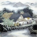 Een klein dorpje - Chinees schilderij