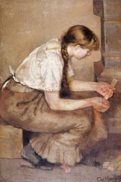 Girl Kindling A Stove 1883