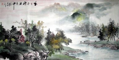 Bergen, water - Chinees schilderij